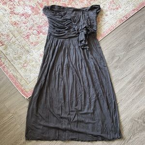 J.Crew Factory Gray Rayon Strapless Crinkled Dress